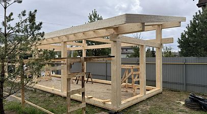 Собрали каркас фахверк Гаража в Истре